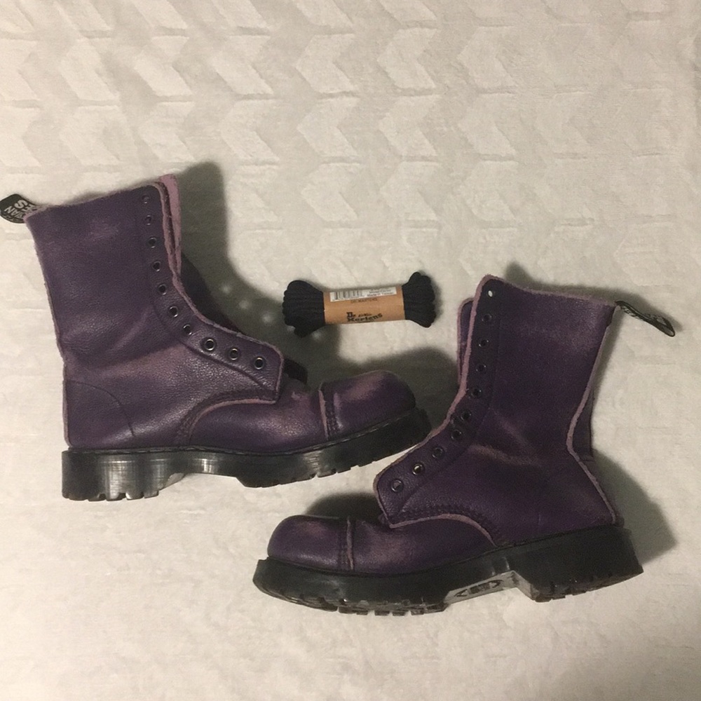 10 hole Made in UK purple Vegetarian Shoes boots